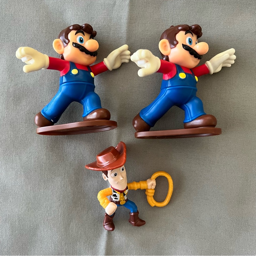 McDonald's Super Mario and Woody Toy Story Figures - lot of 3